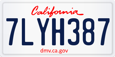 CA license plate 7LYH387