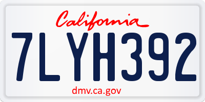 CA license plate 7LYH392