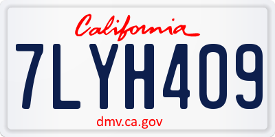 CA license plate 7LYH409