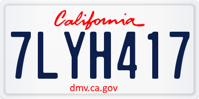 CA license plate 7LYH417