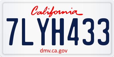 CA license plate 7LYH433