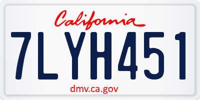 CA license plate 7LYH451