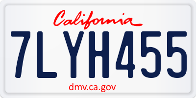 CA license plate 7LYH455