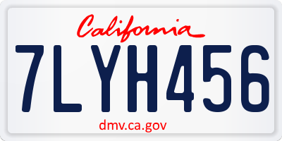 CA license plate 7LYH456