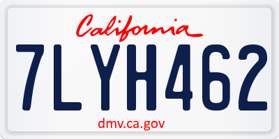CA license plate 7LYH462