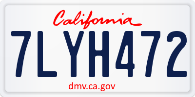 CA license plate 7LYH472