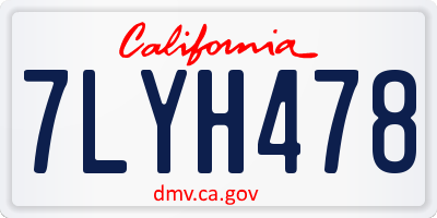 CA license plate 7LYH478