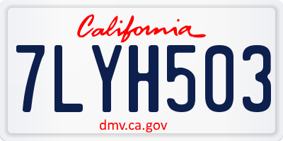 CA license plate 7LYH503