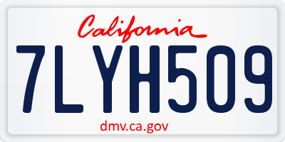 CA license plate 7LYH509