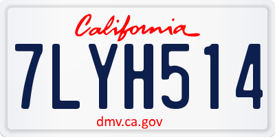 CA license plate 7LYH514