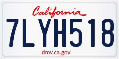 CA license plate 7LYH518
