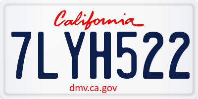 CA license plate 7LYH522