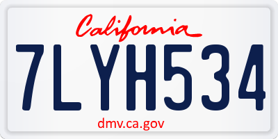 CA license plate 7LYH534