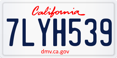 CA license plate 7LYH539