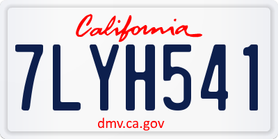CA license plate 7LYH541