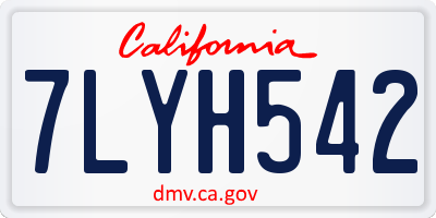 CA license plate 7LYH542