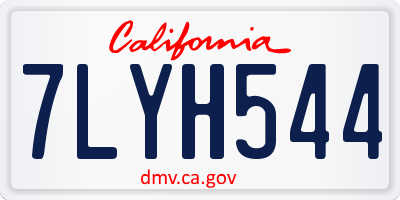 CA license plate 7LYH544