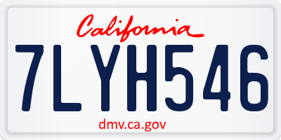 CA license plate 7LYH546