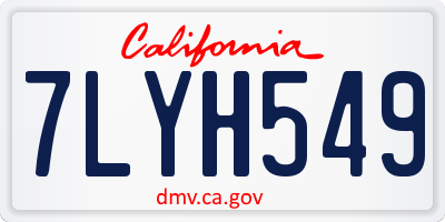 CA license plate 7LYH549