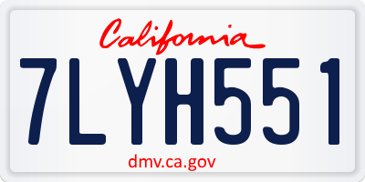 CA license plate 7LYH551
