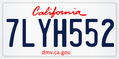 CA license plate 7LYH552