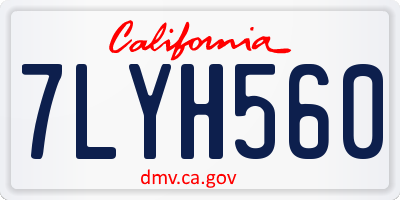 CA license plate 7LYH560