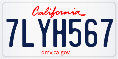 CA license plate 7LYH567