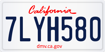CA license plate 7LYH580