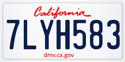 CA license plate 7LYH583