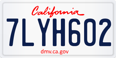 CA license plate 7LYH602