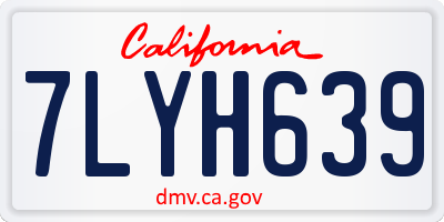 CA license plate 7LYH639