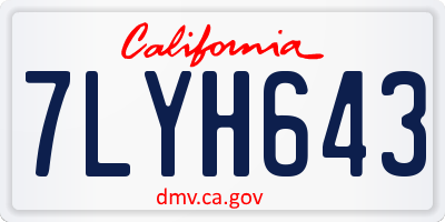 CA license plate 7LYH643