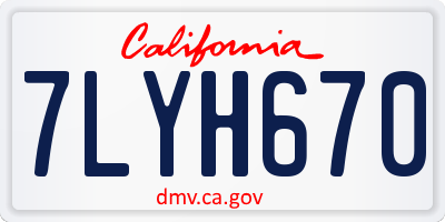 CA license plate 7LYH670