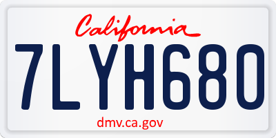 CA license plate 7LYH680