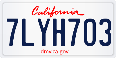 CA license plate 7LYH703