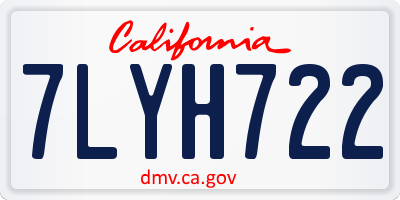 CA license plate 7LYH722