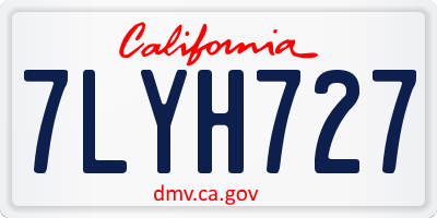 CA license plate 7LYH727