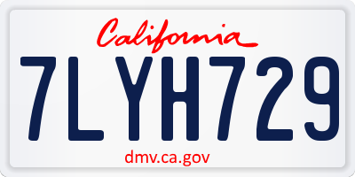 CA license plate 7LYH729