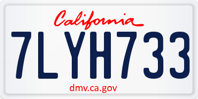 CA license plate 7LYH733