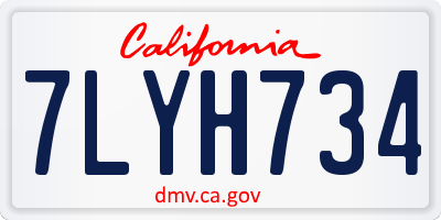 CA license plate 7LYH734