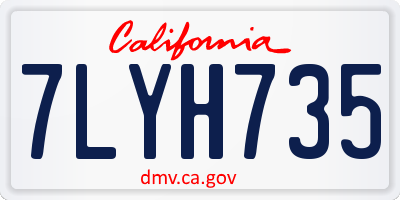 CA license plate 7LYH735