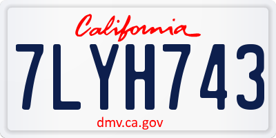CA license plate 7LYH743