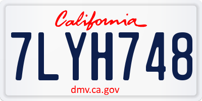 CA license plate 7LYH748