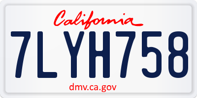 CA license plate 7LYH758