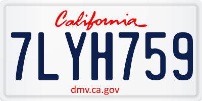 CA license plate 7LYH759