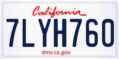 CA license plate 7LYH760