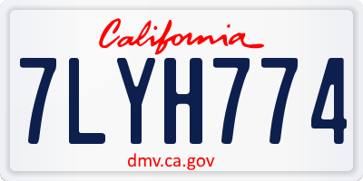 CA license plate 7LYH774
