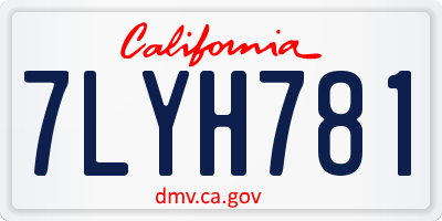 CA license plate 7LYH781