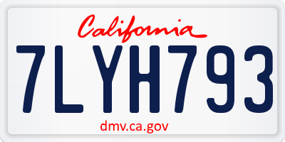 CA license plate 7LYH793