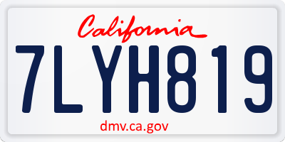 CA license plate 7LYH819